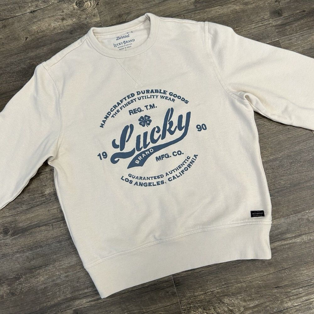 Lucky Brand Venice Burnout Sweatshirt Pullover Women Size Small Spellout (596)